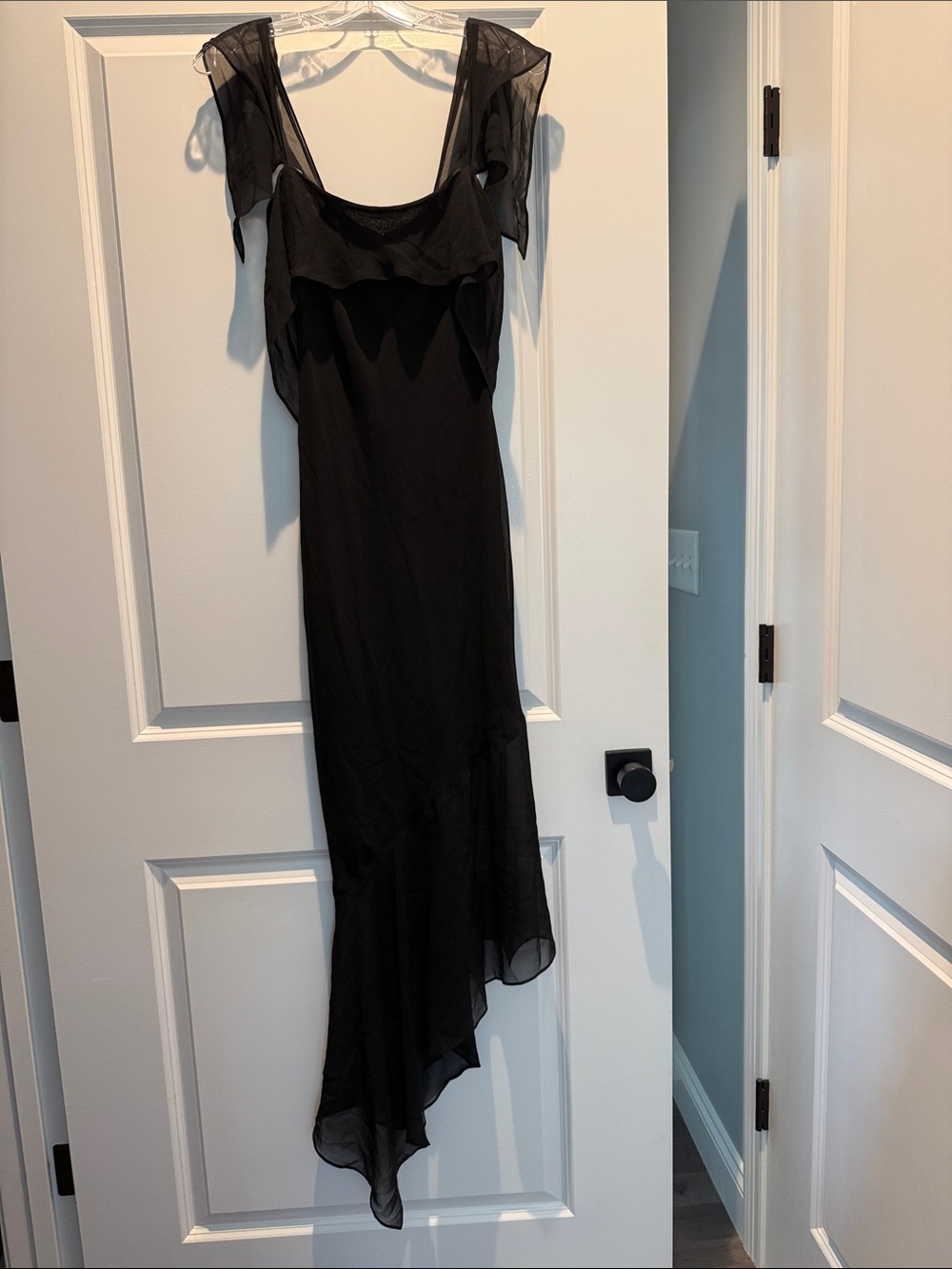 Chaiken Black Ruffle Asymmetric Evening Dress-sz8